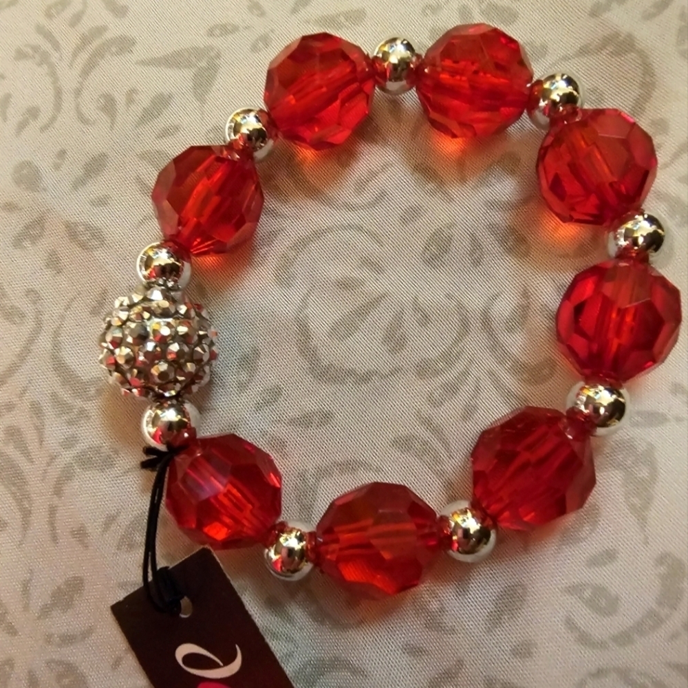Womens red bead bracelet